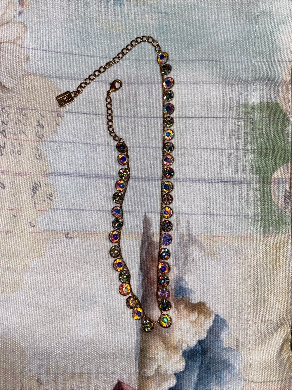 Feed Me Gems Gold-Tone Aurora Crystal Tennis Necklace - Multi-Color